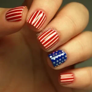 3 Alternating Colour Nails: American Flag Theme 