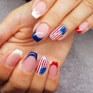 3 Alternating Colour Nails: American Flag Theme 