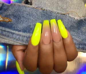 Yellow Iridescent Chrome nails