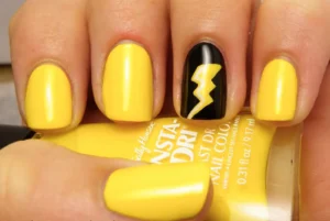 Yellow Lightning Bolt Accents nails