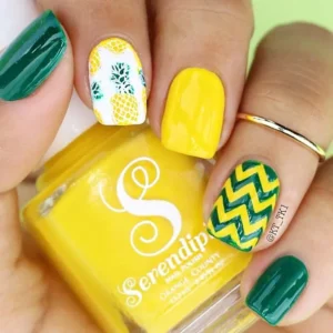 Yellow Mandala nail Designs