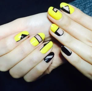 Yellow Negative Space nail Design