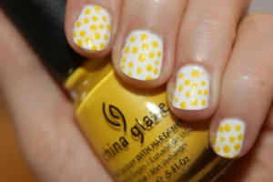 Yellow Polka Dots nails