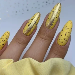 Yellow Splatter nail Paint Design