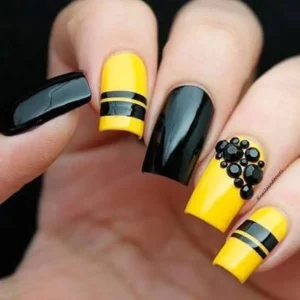 Yellow Tortoiseshell nail Design