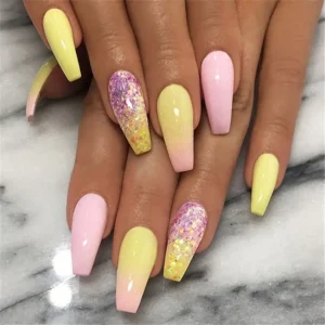 Pastel Yellow with Glitter